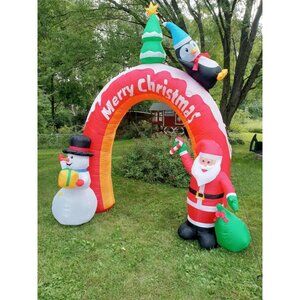 🆕10FT Christmas Inflatables Snowman&Santa Archway Blow Up Outdoor Decorations
